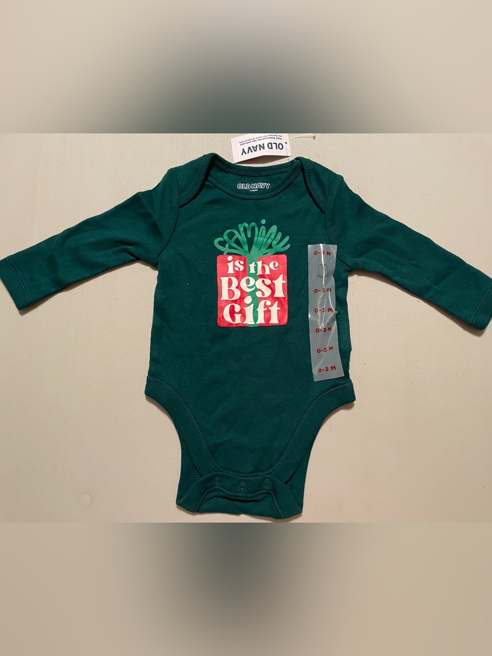 Old Navy Dark Green Long-Sleeve Baby One-Piece 0/3 Is The Best Gift NWT